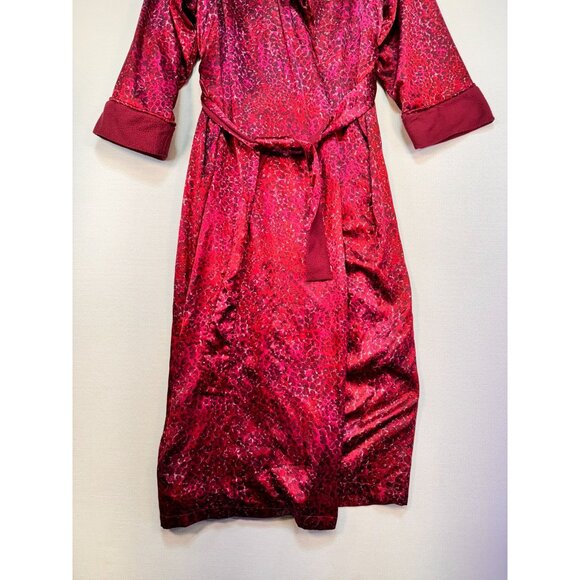 Victoria's Secret Womens Leopard Print Robe XS/S Satin Red Collar & Belt - Picture 2 of 15